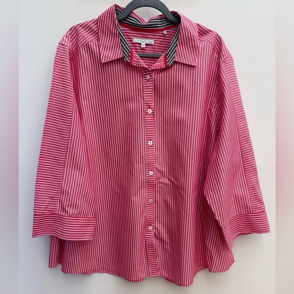 Foxcroft Red and White Striped Shirt